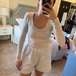 TARGET Soft Lounge Ribbed Ling Sleeve Crop Top